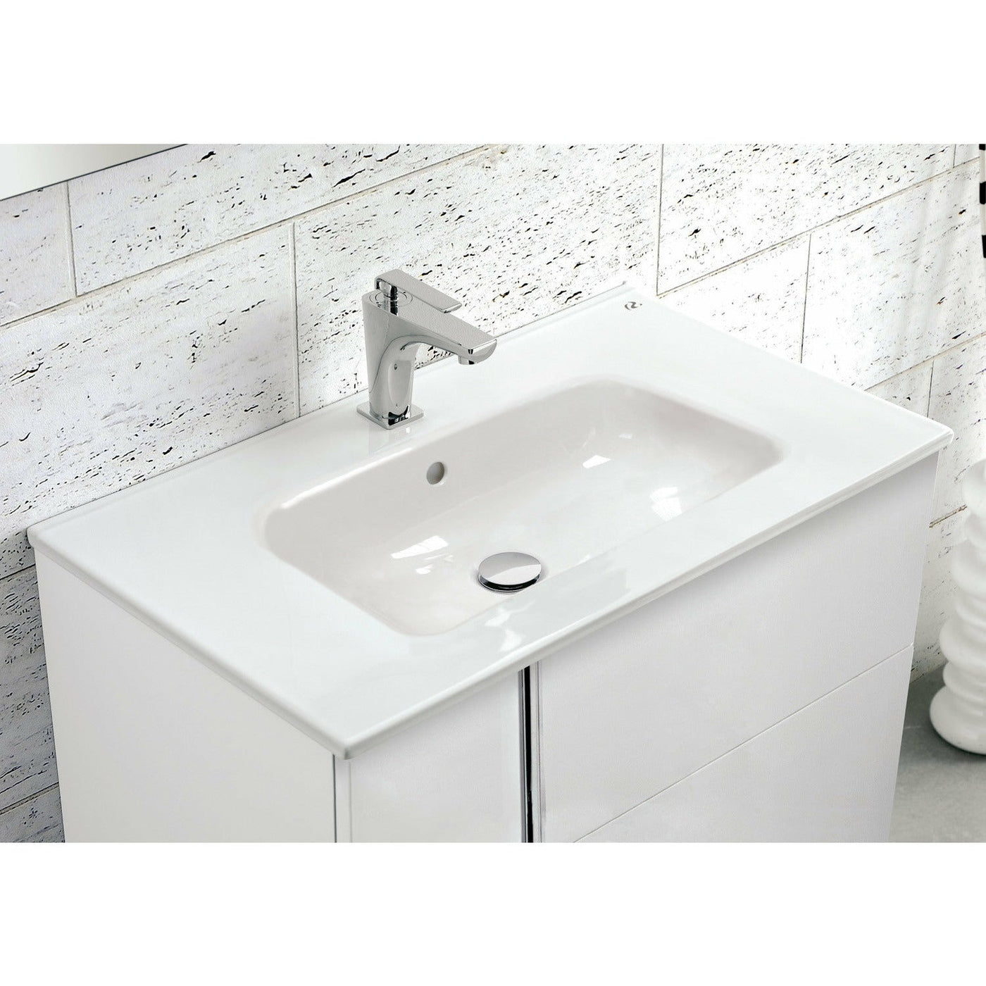 Frontline Glose White Wall-Mounted Onix 2 Drawer Vanity Unit with Chrome Handles (600mm) - Letta London - Wall Hung Vanity Units