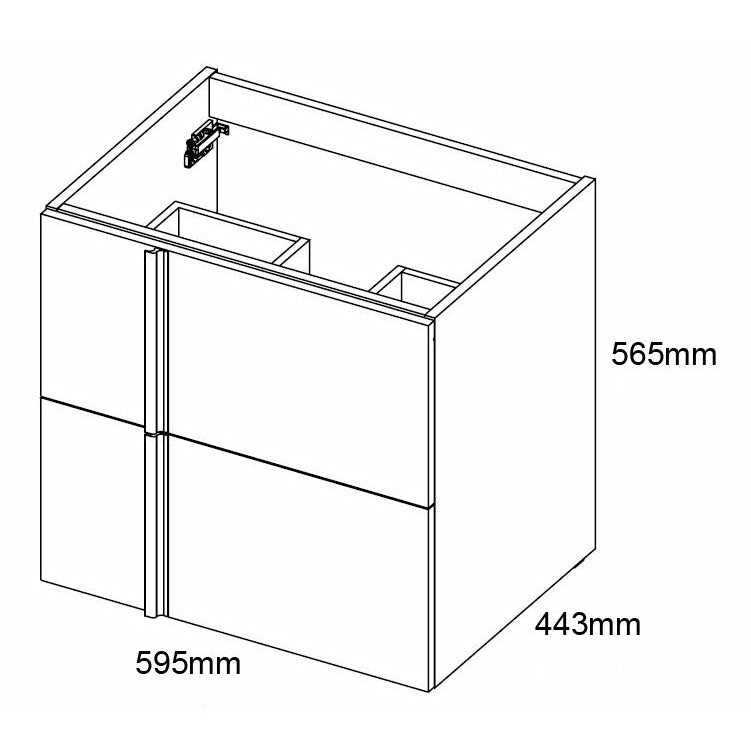 Frontline Glose White Wall-Mounted Onix 2 Drawer Vanity Unit with Chrome Handles (600mm) - Letta London - Wall Hung Vanity Units