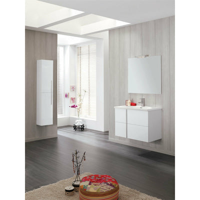 Frontline Glose White Wall-Mounted Onix 2 Drawer Vanity Unit with Chrome Handles (800mm) - Letta London - Wall Hung Vanity Units