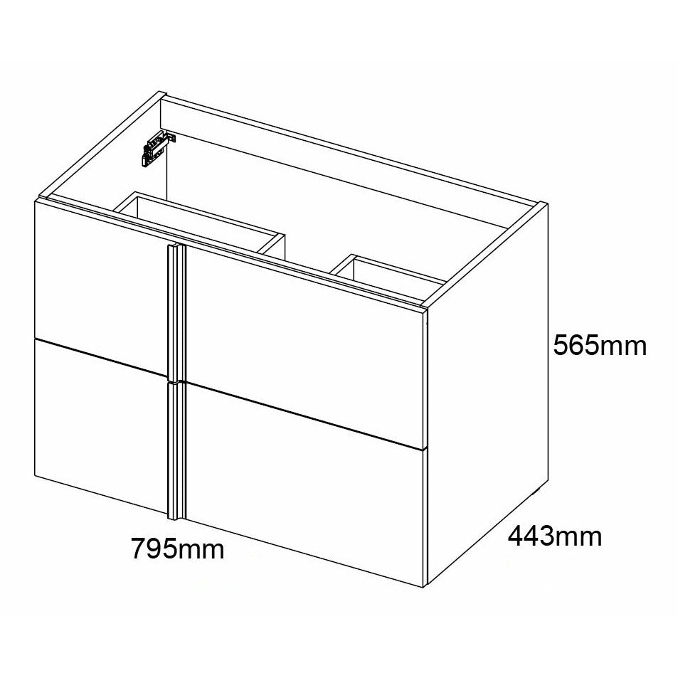 Frontline Glose White Wall-Mounted Onix 2 Drawer Vanity Unit with Chrome Handles (800mm) - Letta London - Wall Hung Vanity Units