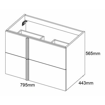 Frontline Glose White Wall-Mounted Onix 2 Drawer Vanity Unit with Chrome Handles (800mm) - Letta London - Wall Hung Vanity Units