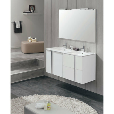 Frontline Gloss White Wall-Mounted Onix 2 Drawer, 2 Door Wall-Hung Vanity Unit with Chrome Handles (1200mm) - Letta London - Wall Hung Vanity Units