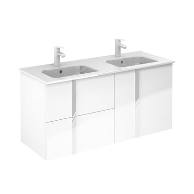 Frontline Gloss White Wall-Mounted Onix 2 Drawer, 2 Door Wall-Hung Vanity Unit with Chrome Handles (1200mm) - Letta London - Wall Hung Vanity Units