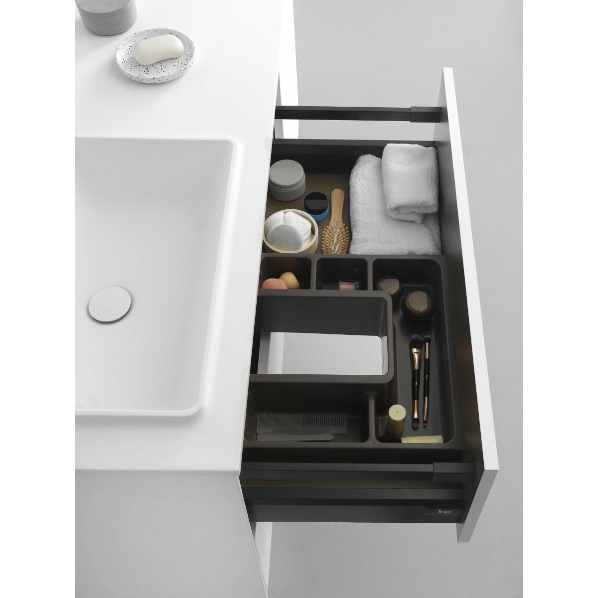 Frontline Matt White Floor Standing Bluetooth Vanity Unit with Ceramic Moon Basin & Slatted Leg(1200mm) - Letta London - Floor Standing Vanity Units