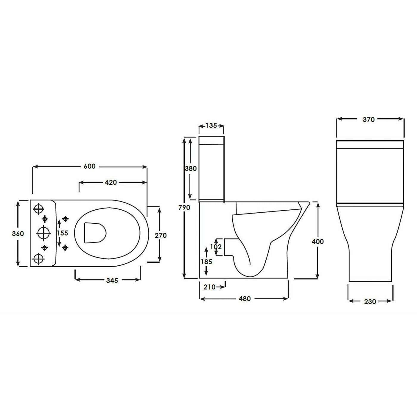 Frontline Resort Mini Flush-to-Wall Toilet with Soft-Close Seat - Letta London - 
