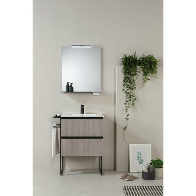 Frontline Structure 600mm Illuminated Mirror with Black Shelf & Storage Cases - Letta London - Standard Mirrors