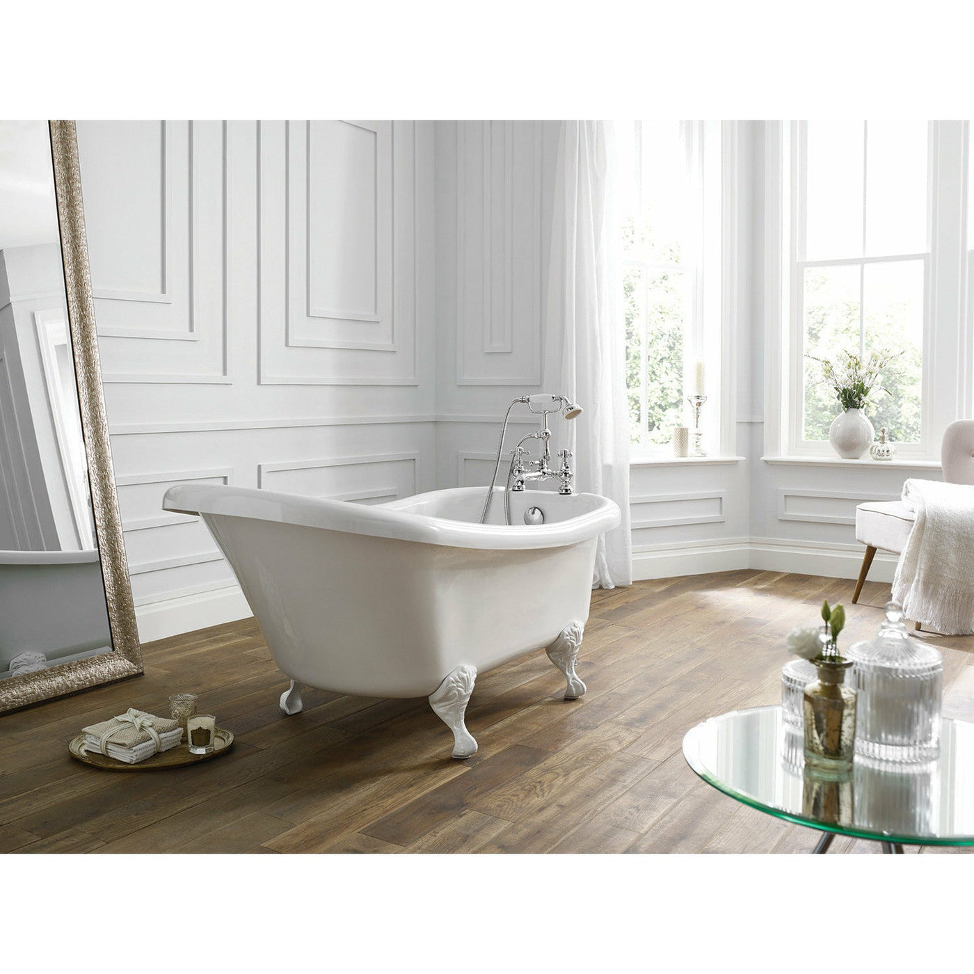 Frontline White Camden Traditional Freestanding Slipper Bath - White - Letta London - 