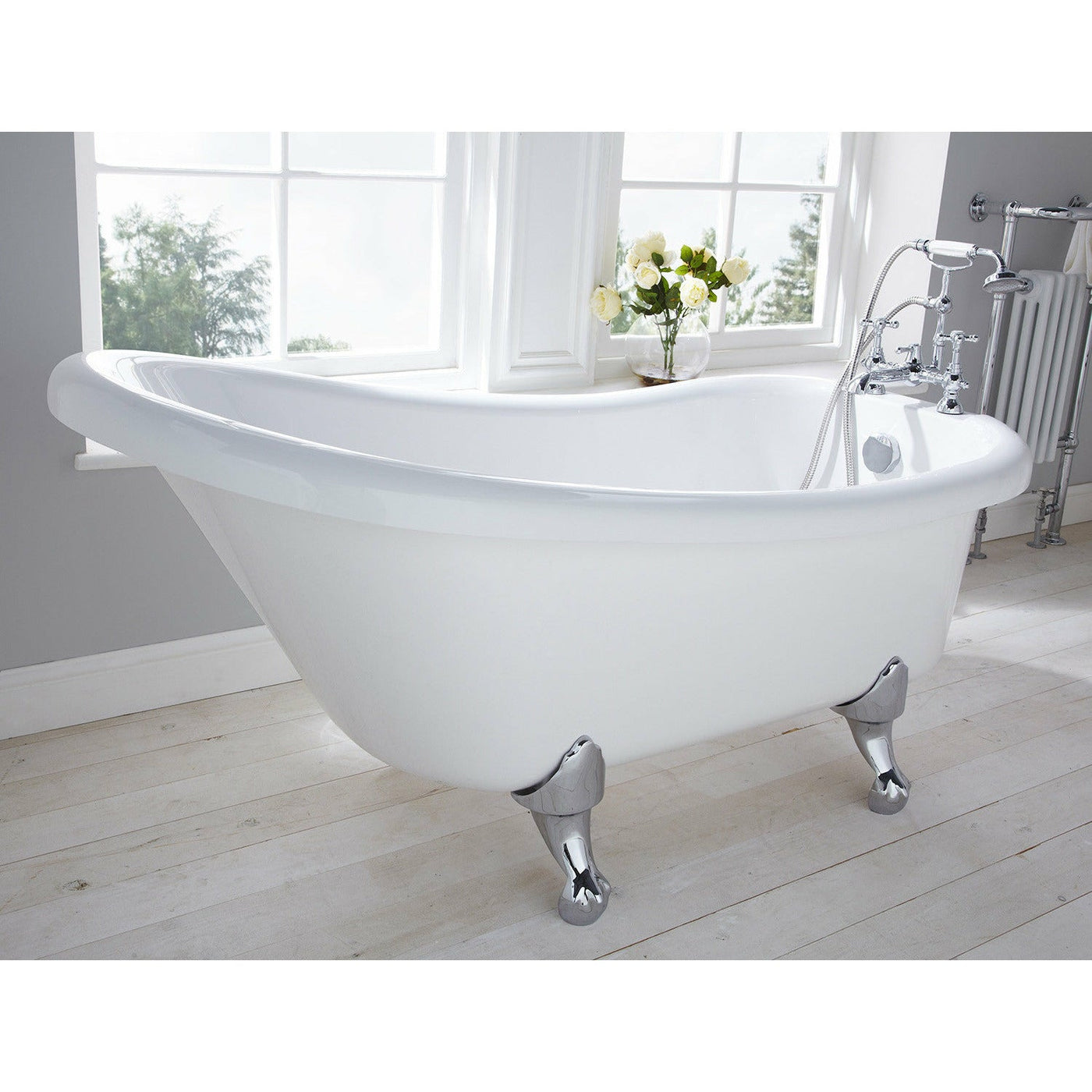 Frontline White Camden Traditional Freestanding Slipper Bath - White - Letta London - 