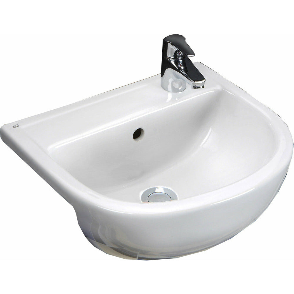 Frontline White Compact 550mm Semi-Recessed Basin - 1 Tap Hole - Letta London - 