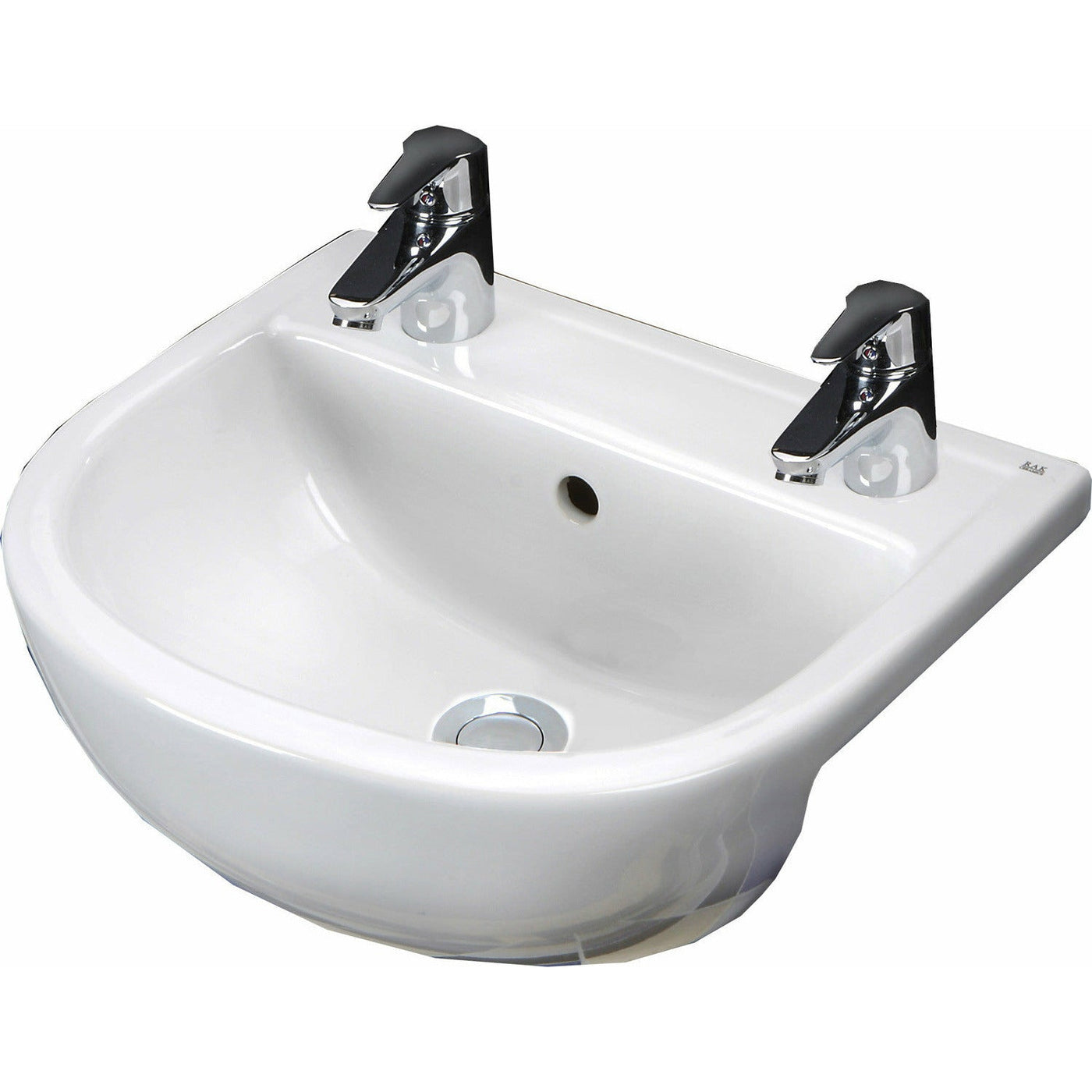 Frontline White Compact 550mm Semi-Recessed Basin - 2 Tap Holes - Letta London - 