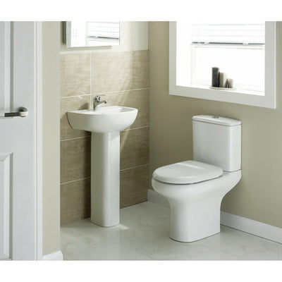 Frontline White Compact Full Pedestal Basin - 1 Tap Hole - Letta London - 