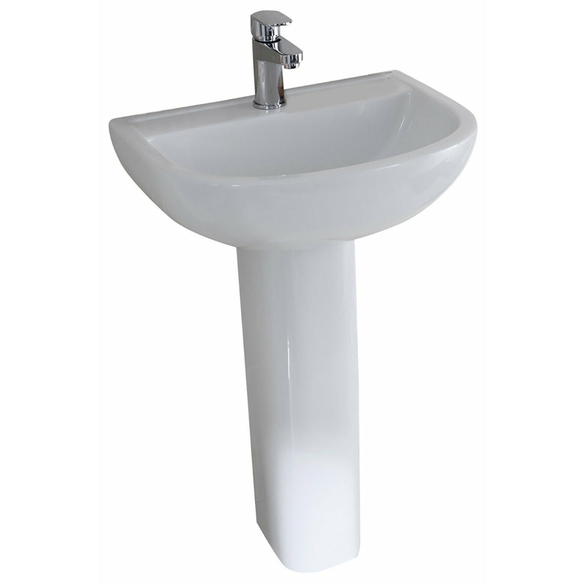 Frontline White Compact Full Pedestal Basin - 1 Tap Hole - Letta London - 