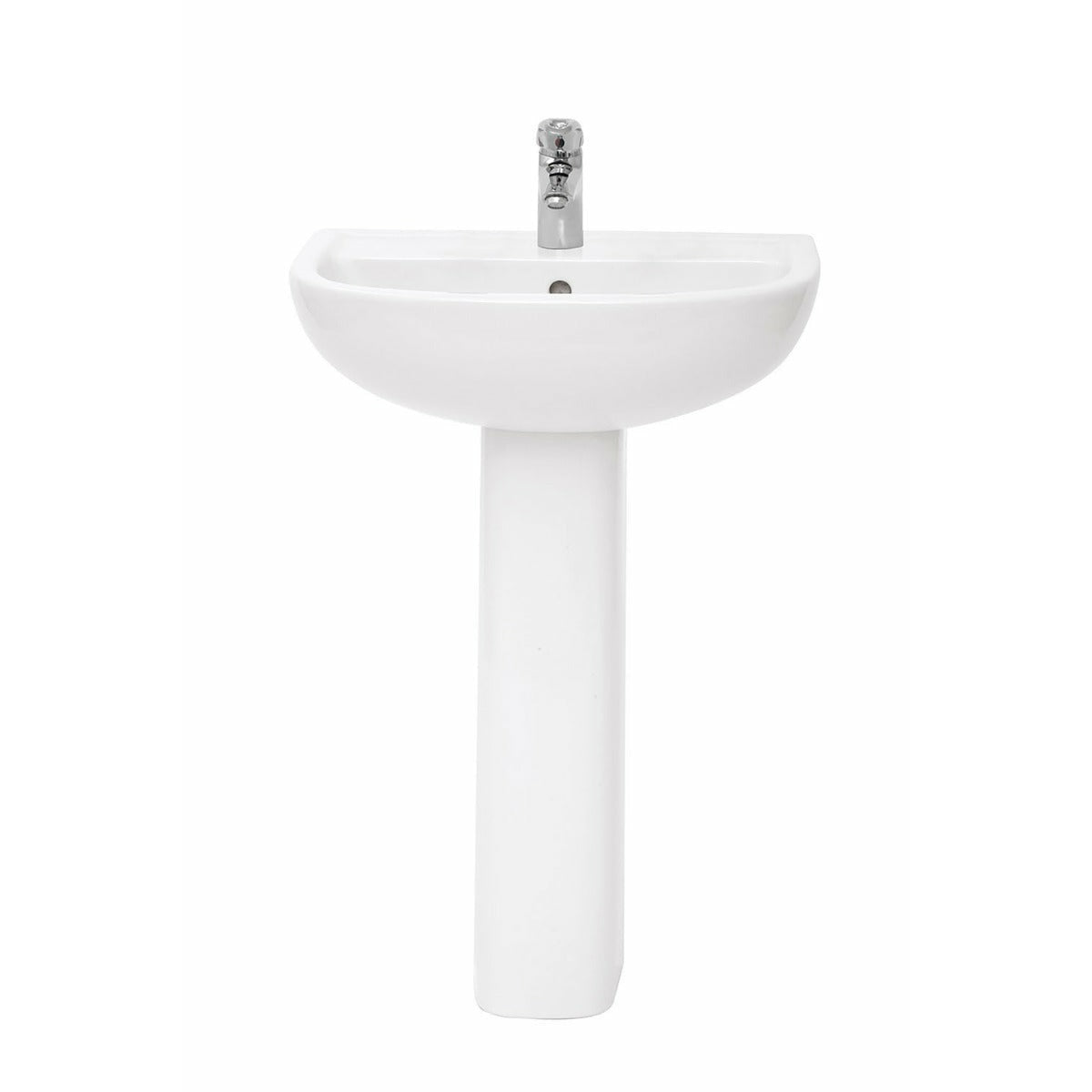 Frontline White Compact Full Pedestal Basin - 2 Tap Holes-450mm - Letta London - 