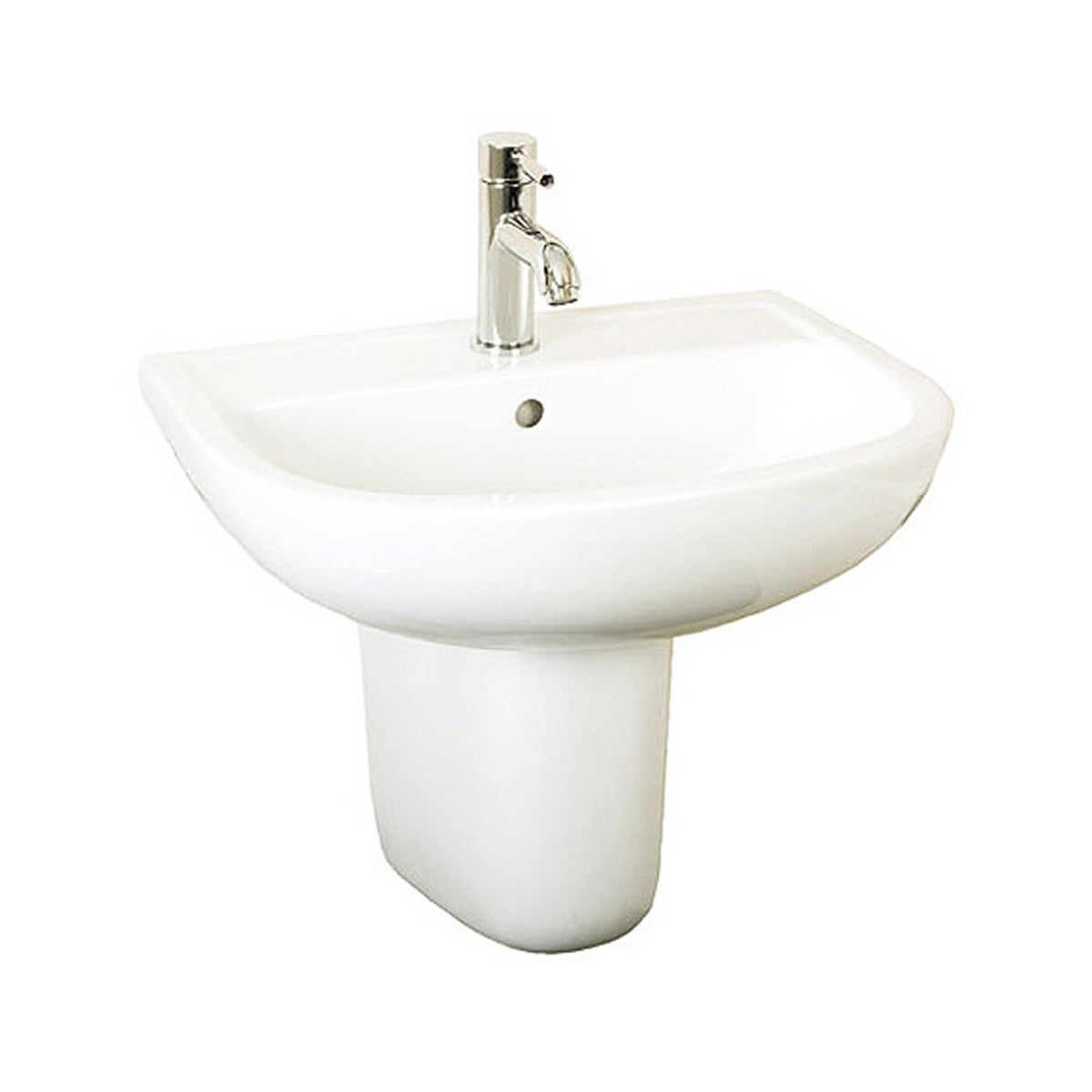 Frontline White Compact Semi-Pedestal Basin - 1 Tap Hole - Letta London - 