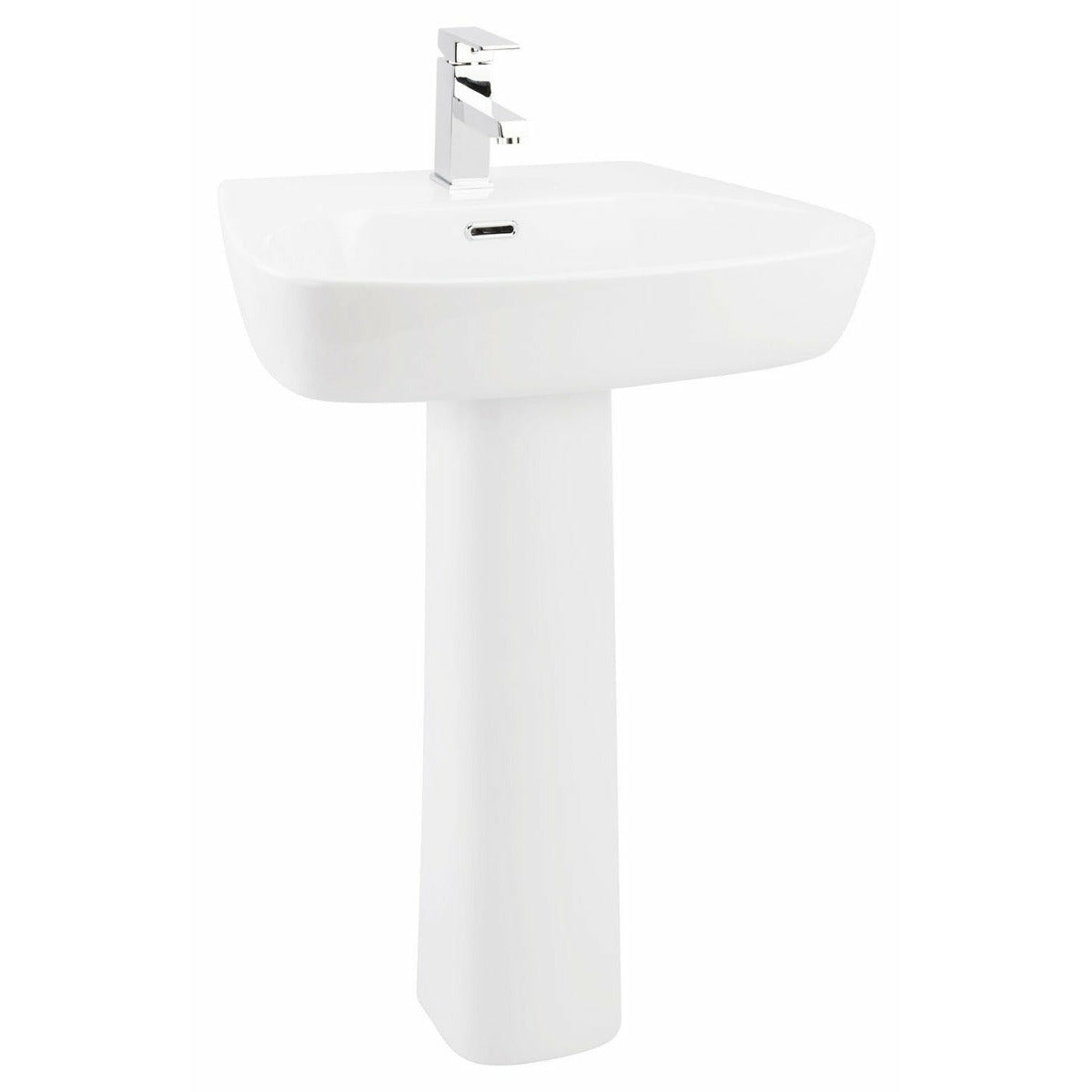 Frontline White Cubix 600mm Full Pedestal Basin - Letta London - 