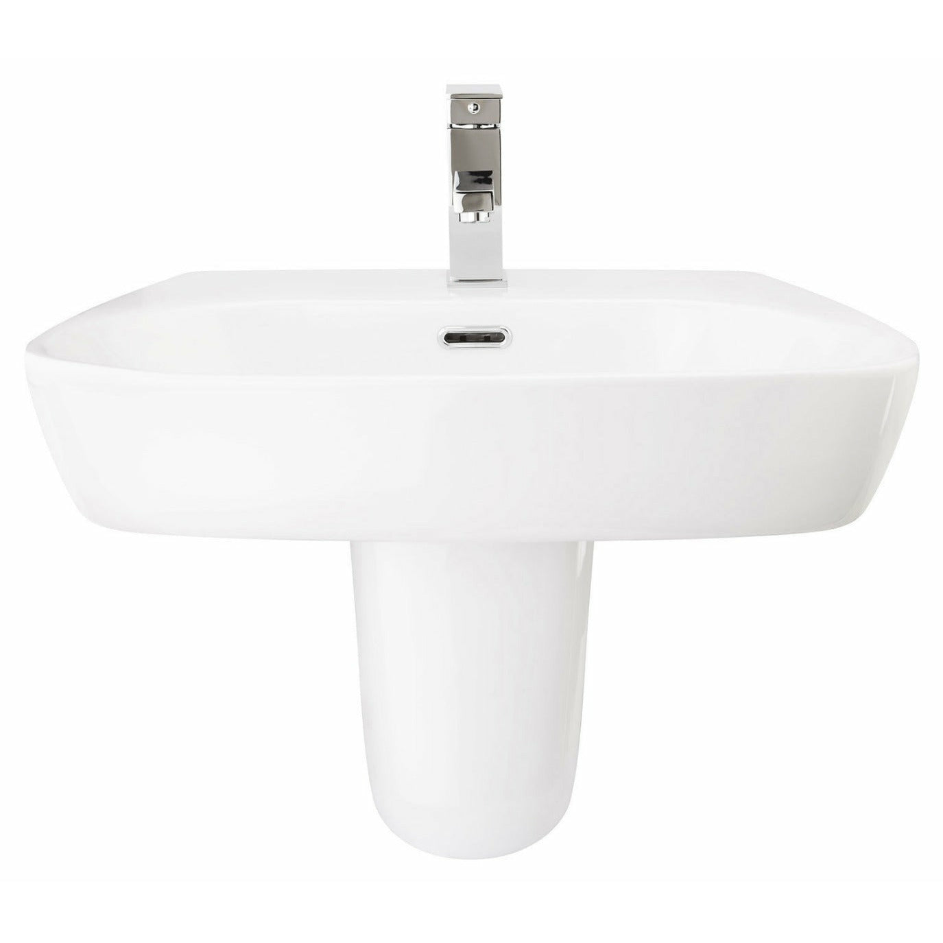 Frontline White Cubix 600mm Semi-Pedestal Basin - Letta London - 