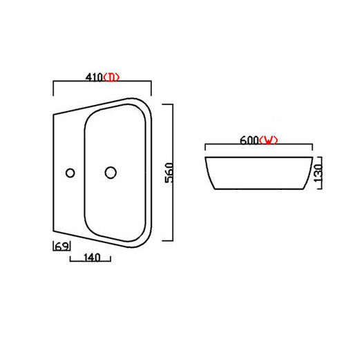 Frontline White Medici 600mm Full Pedestal Basin - Letta London - 