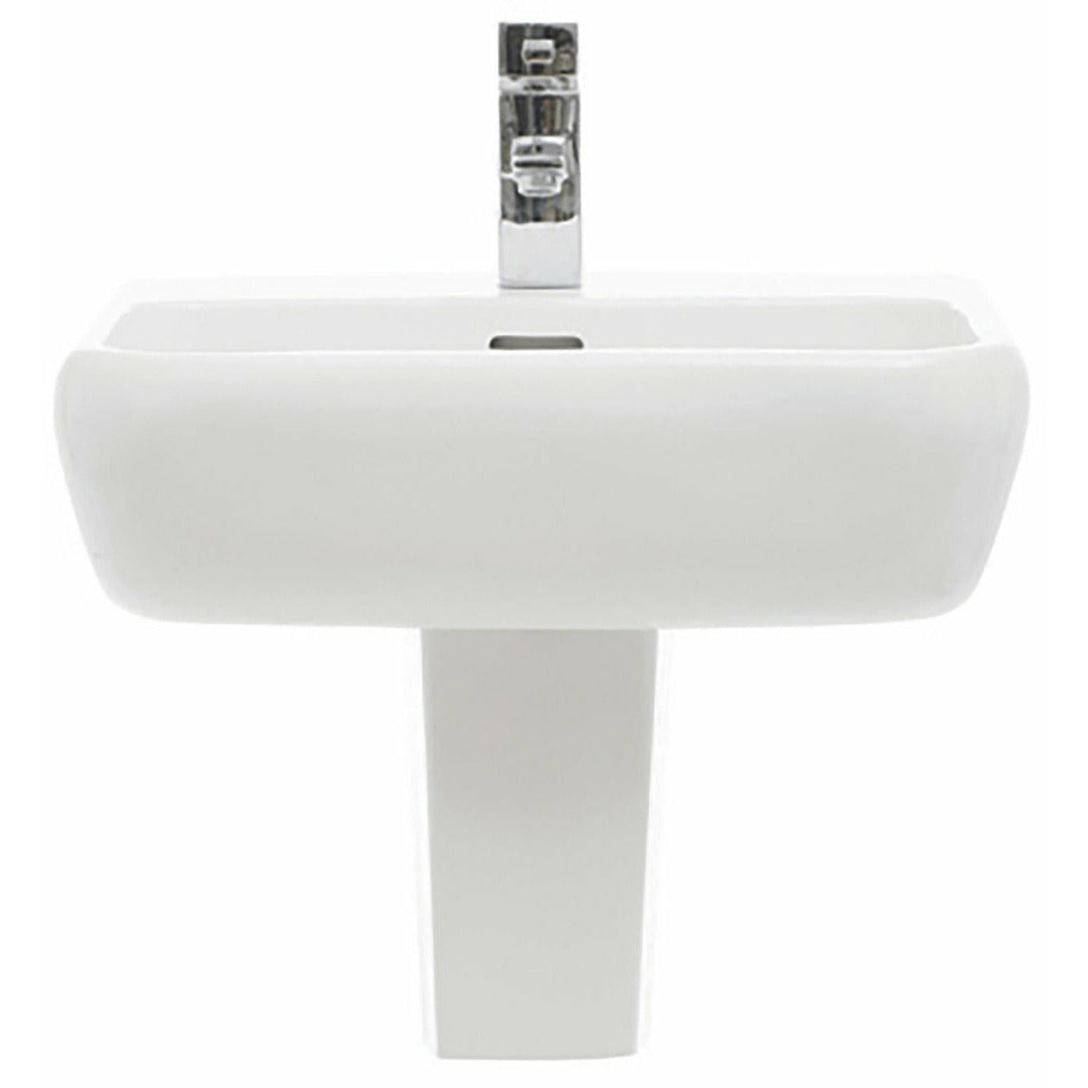 Frontline White Metro 420mm Semi-Pedestal Basin - 1 Tap Hole - Letta London - 