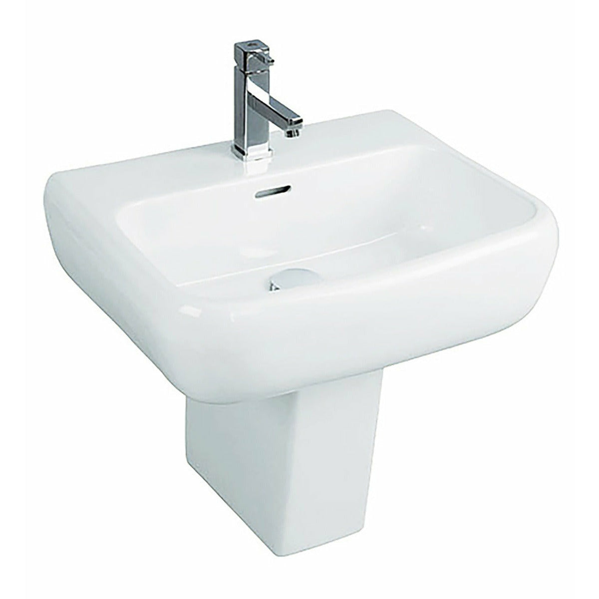 Frontline White Metro 420mm Semi-Pedestal Basin - 1 Tap Hole - Letta London - 