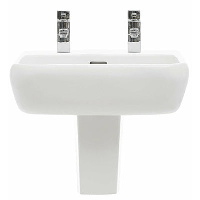 Frontline White Metro 420mm Semi-Pedestal Basin - 2 Tap Holes - Letta London - 