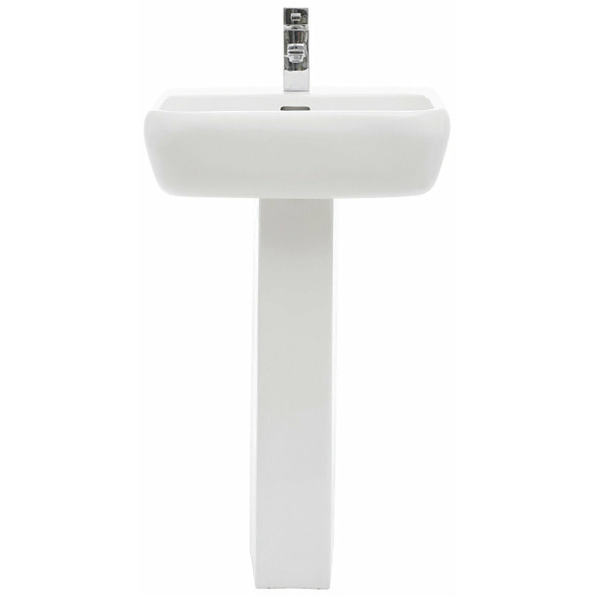 Frontline White Metro 520mm Full Pedestal Basin - 1 Tap Hole - Letta London - 