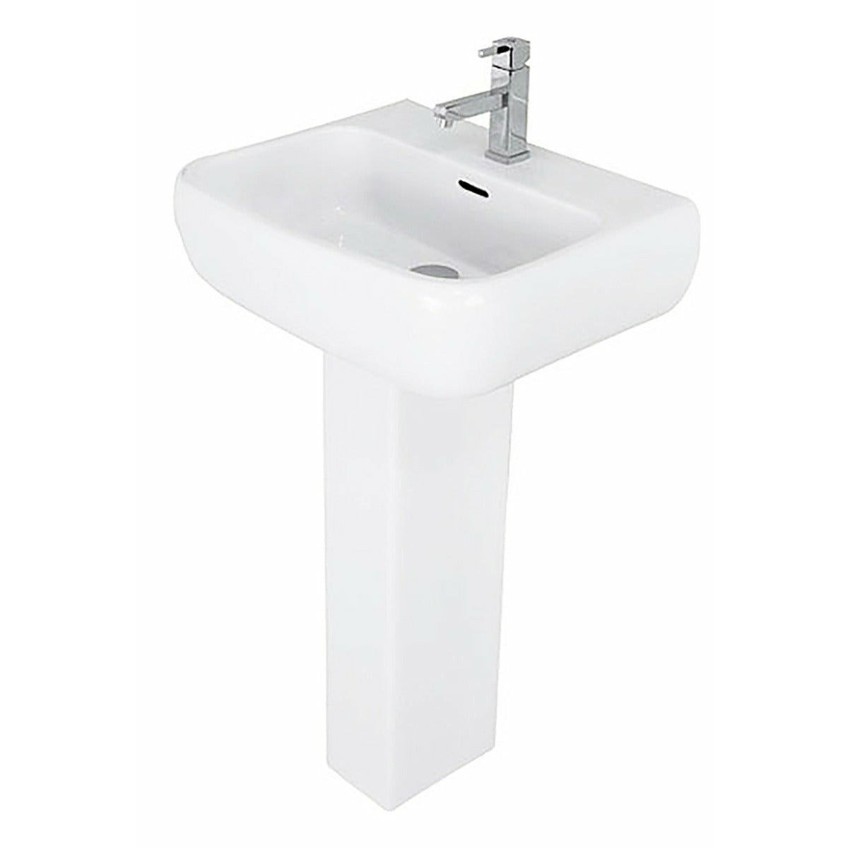 Frontline White Metro 520mm Full Pedestal Basin - 1 Tap Hole - Letta London - 