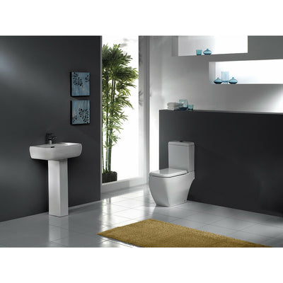 Frontline White Metro 520mm Full Pedestal Basin - 1 Tap Hole - Letta London - 