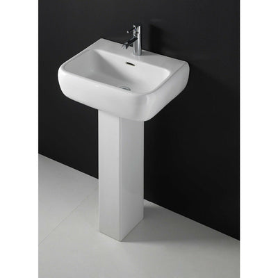 Frontline White Metro 520mm Full Pedestal Basin - 1 Tap Hole - Letta London - 