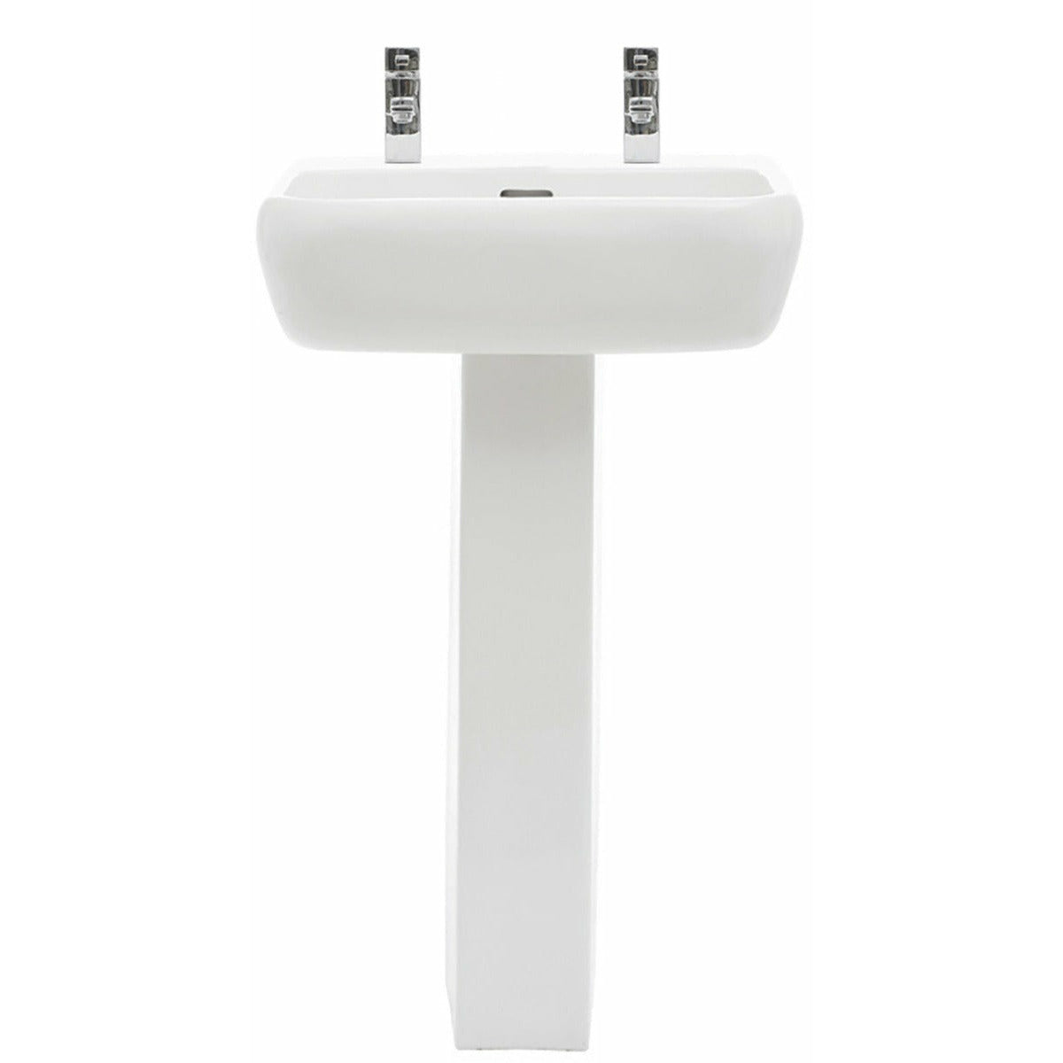 Frontline White Metro 520mm Full Pedestal Basin - 2 Tap Holes - Letta London - 