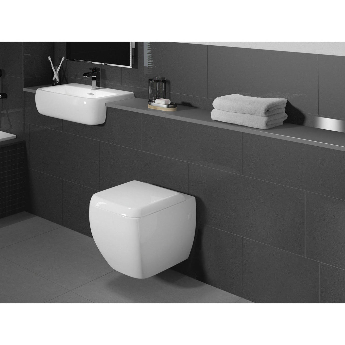 Frontline White Metro 520mm Semi-Recessed Basin - 1 Tap hole - Letta London - 