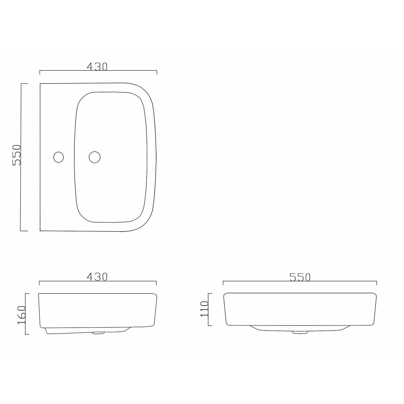 Frontline White Modo 550mm Full Pedestal Basin - Letta London - 