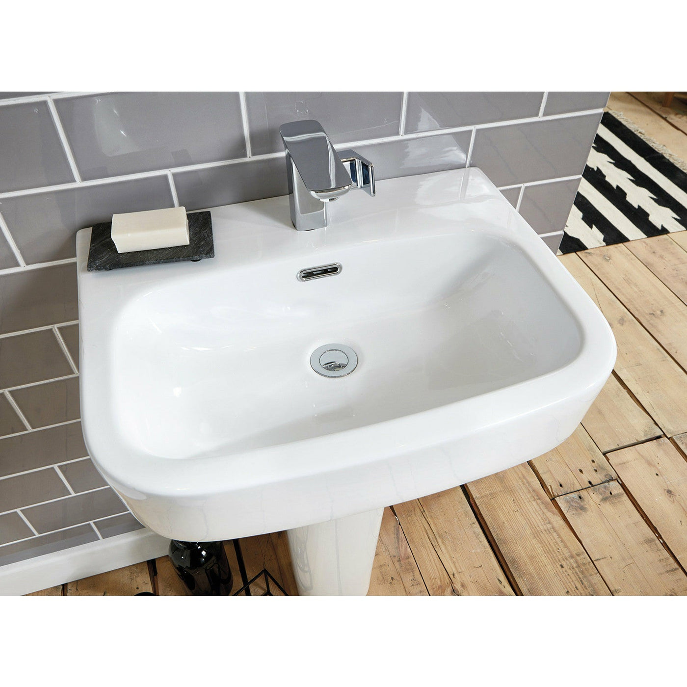 Frontline White Modo 550mm Full Pedestal Basin - Letta London - 