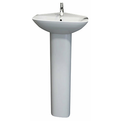 Frontline White Origin 62 Corner Basin and Pedestal - Letta London - 