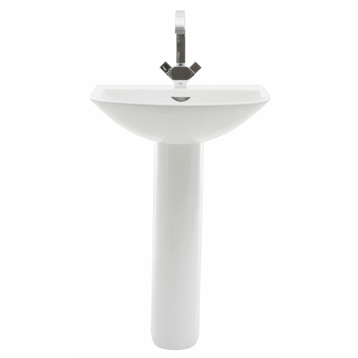 Frontline White Reserva 550mm Full Pedestal Basin - 1 Tap Hole - Letta London - 