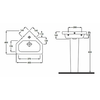 Frontline White Resort Full Pedestal Basin - Letta London - 