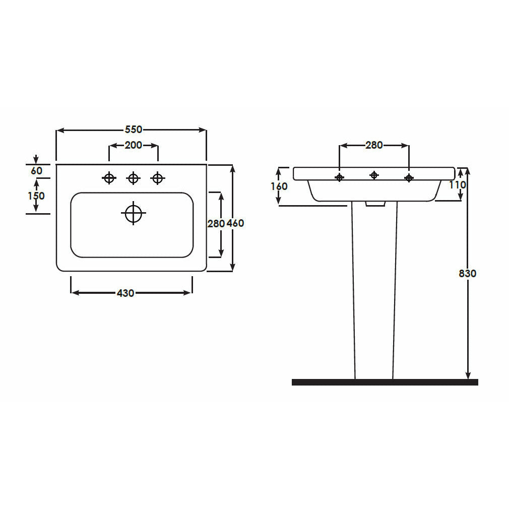 Frontline White Resort Full Pedestal Basin - Letta London - 