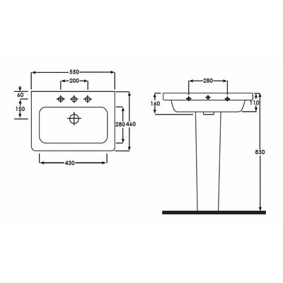 Frontline White Resort Full Pedestal Basin - Letta London - 