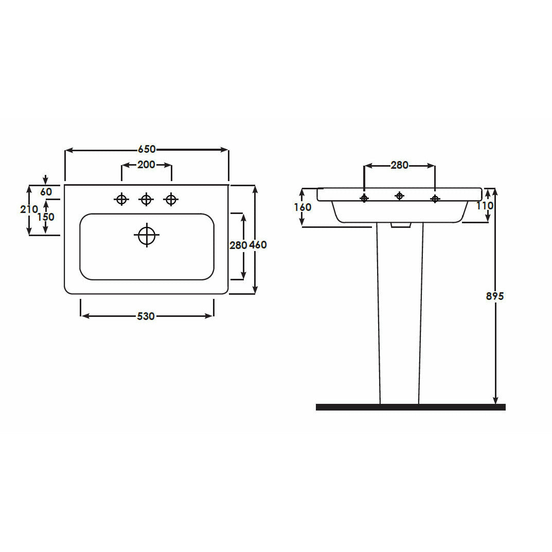 Frontline White Resort Full Pedestal Basin - Letta London - 