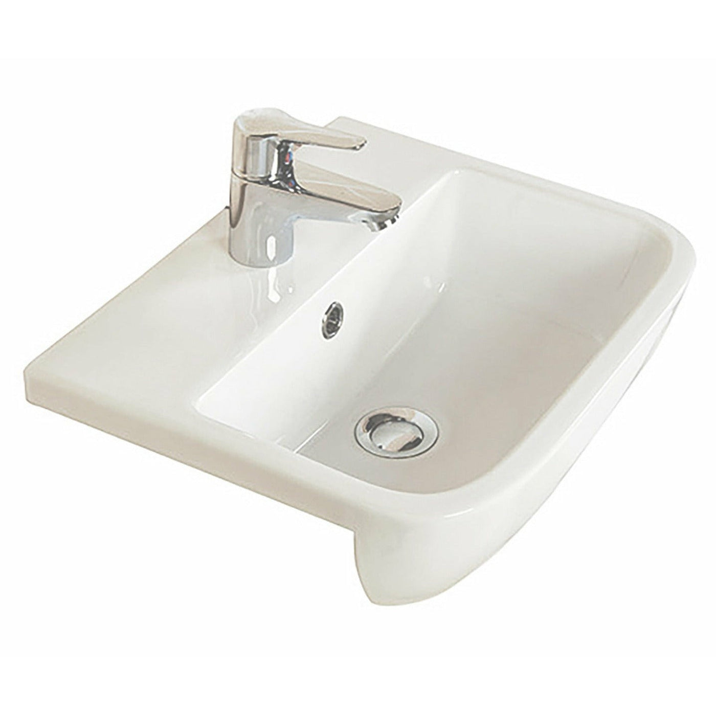 Frontline White Series 600 420mm Semi-Recessed Basin - 1 Tap Holes - Letta London - 