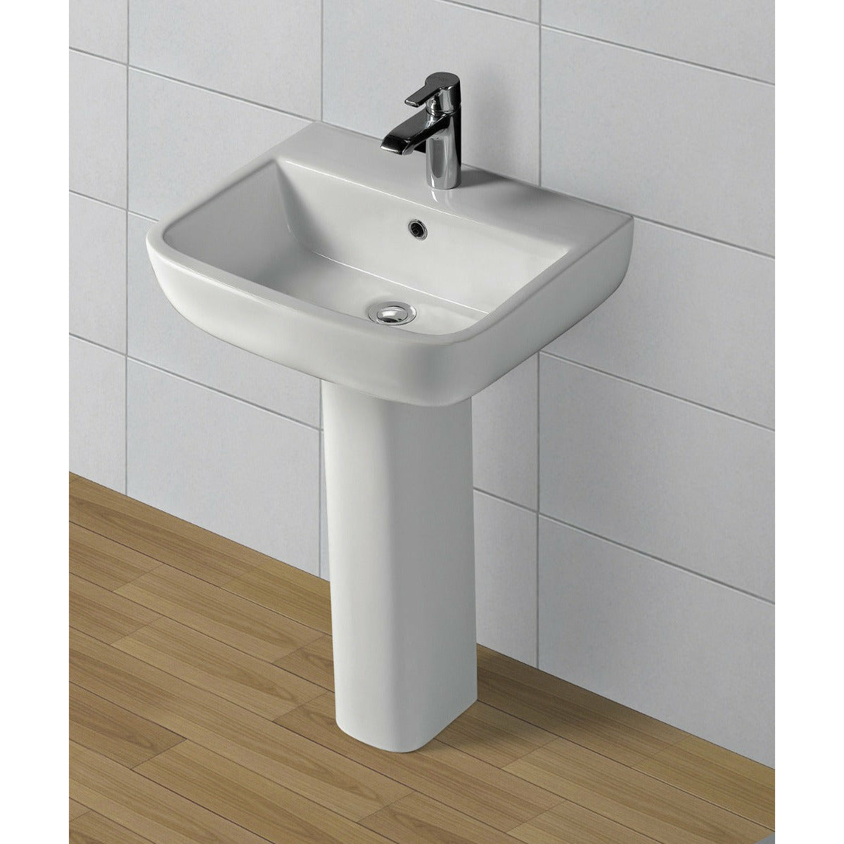 Frontline White Series 600 Full Pedestal Basin - 1 Tap Hole - Letta London - 