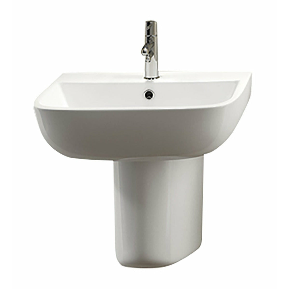 Frontline White Series 600 Semi-Pedestal Basin - 1 Tap Hole - Letta London - 