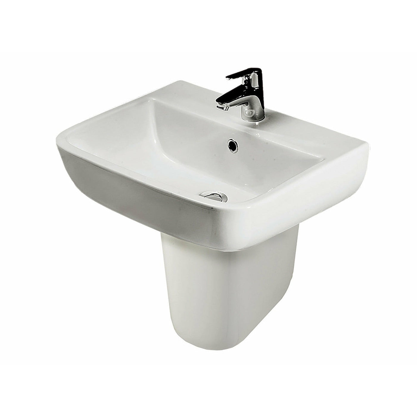 Frontline White Series 600 Semi-Pedestal Basin - 1 Tap Hole - Letta London - 