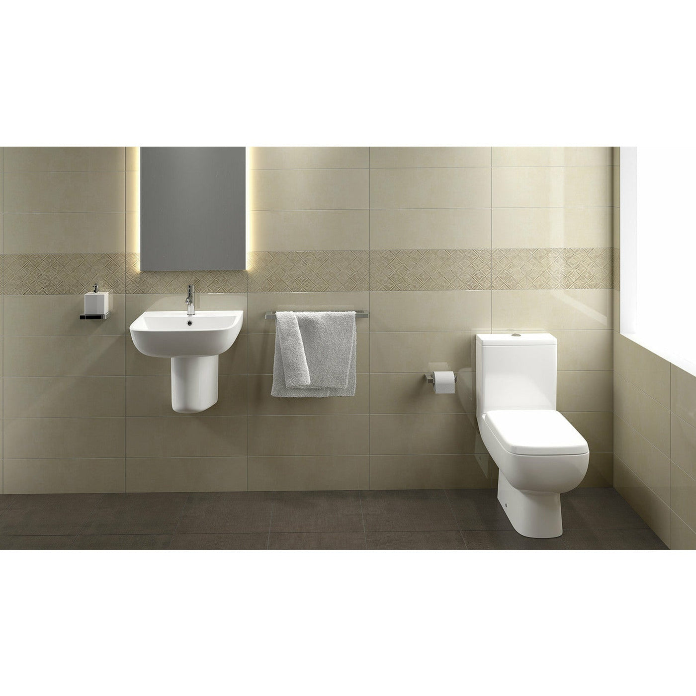 Frontline White Series 600 Semi-Pedestal Basin - 1 Tap Hole - Letta London - 