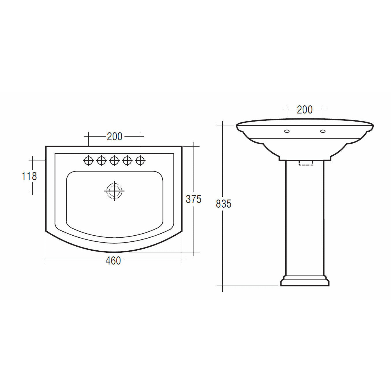 Frontline White Washington Full Pedestal Basin - Letta London - 