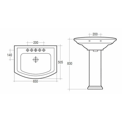 Frontline White Washington Full Pedestal Basin - Letta London - 