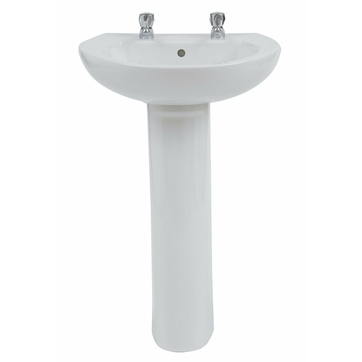 Frontline White Xclusive 550mm Full Pedestal Basin - 2 Tap Holes - Letta London - 