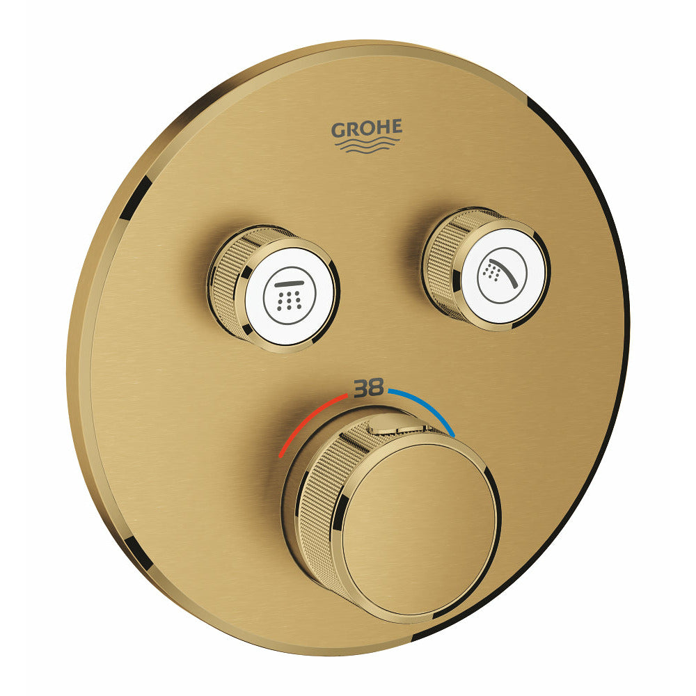 Grohe Brushed Cool Sunrise Grohtherm SmartControl Thermostat for concealed installation with 2 valves - Letta London - Push Button Shower Valves