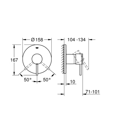 Grohe Brushed Hard Graphite Atrio Single-lever shower mixer trim - Letta London - Thermostatic Showers