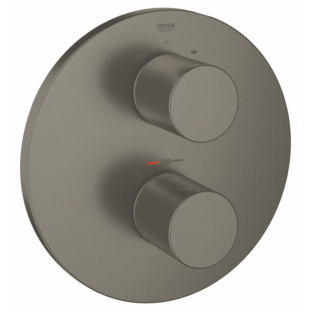 Grohe Brushed Hard Graphite Grohtherm 3000 Cosmopolitan Thermostat with integrated 2-way diverter
for bath or shower with more than one outlet - Letta London - Twin Valves With Diverter