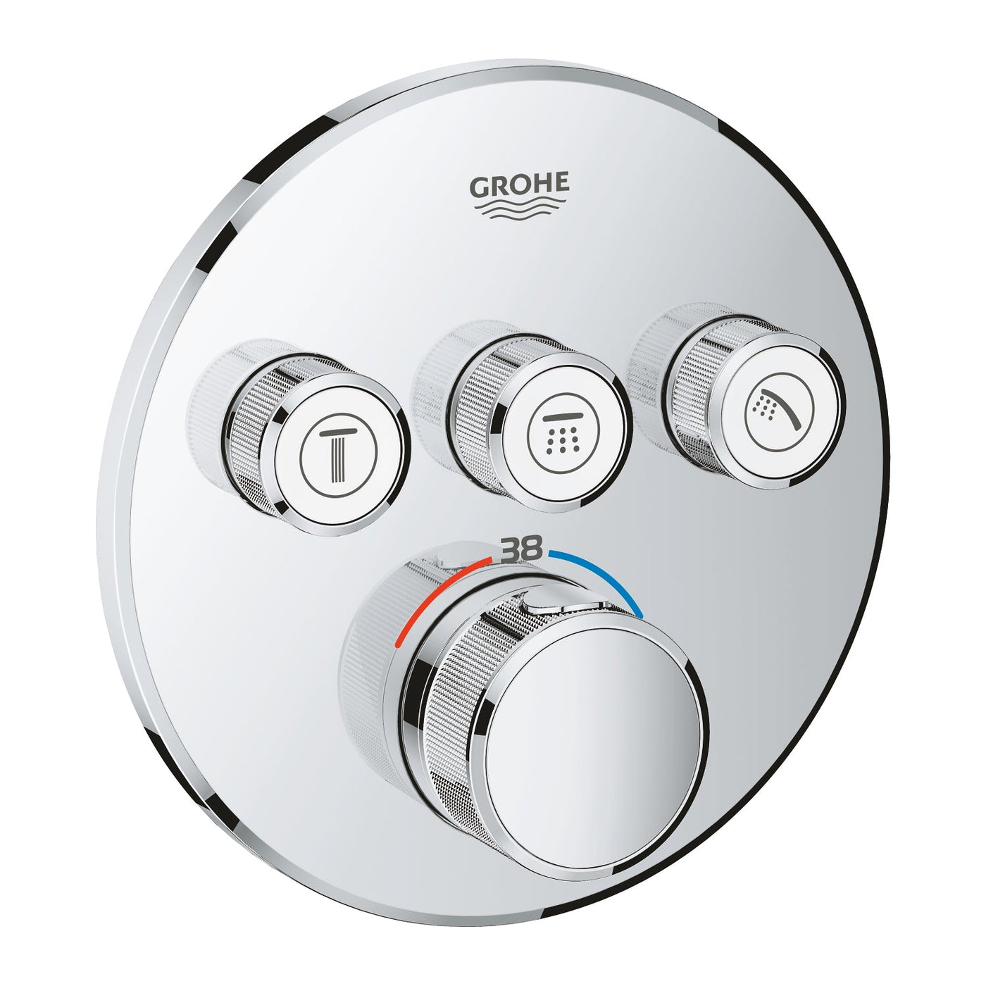 Grohe Brushed Hard Graphite Grohtherm SmartControl Thermostat for concealed installation with 3 valves - Letta London - Push Button Shower Valves